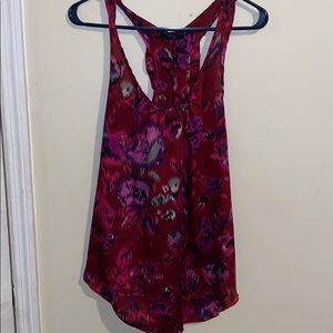 Multi color tank top with ruffle down the back